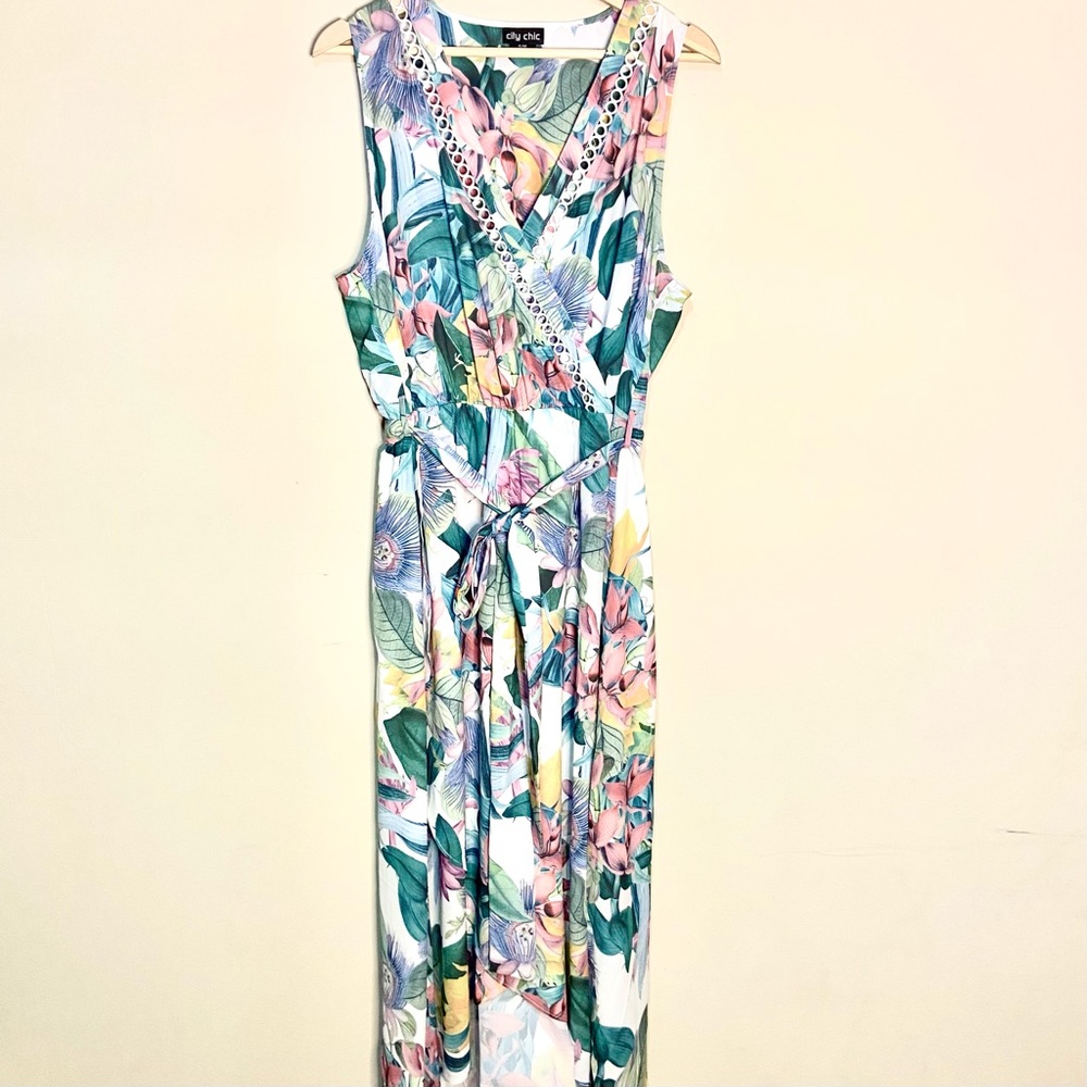 City Chic Multicolor Floral Maxi Dress - Green, Pink, Yellow